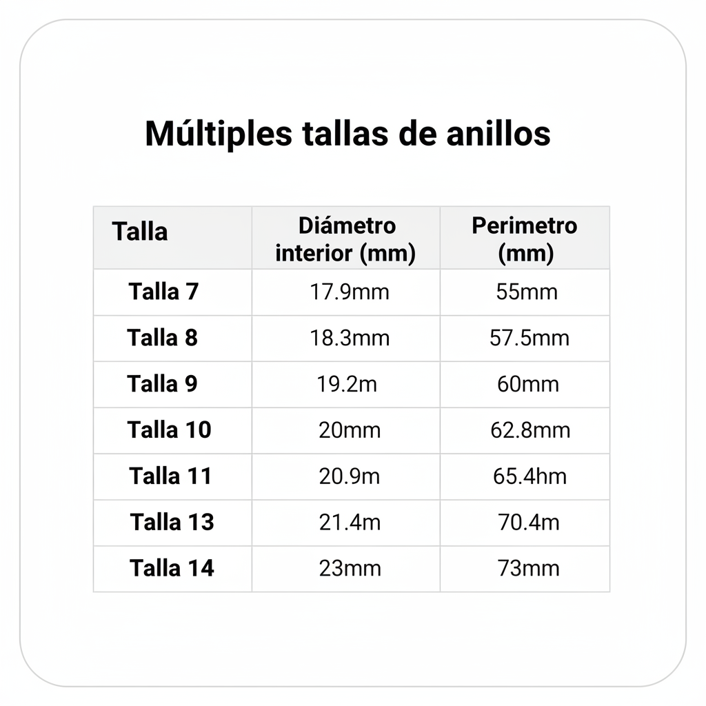 Múltiples tallas de anillos